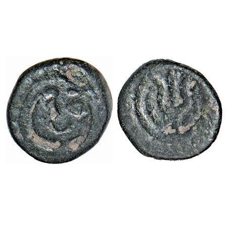 Chudasama Dynasty of Junagarh, anonymous, (12th cent AD), Copper Unit, 2.26g, Obv: Swan st