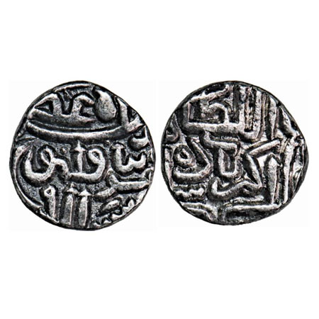 Gujarat Sultanate, Silver 1/2 Tanka, 5.43g, Shams Al Din Muzaffar II & Akbar, (AH 917-932 