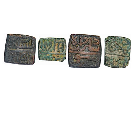 Malwa Sultanate, Copper Falus, 1/2 Falus,(2 Coins), 7.61,3.97g, Coin struck in the name of