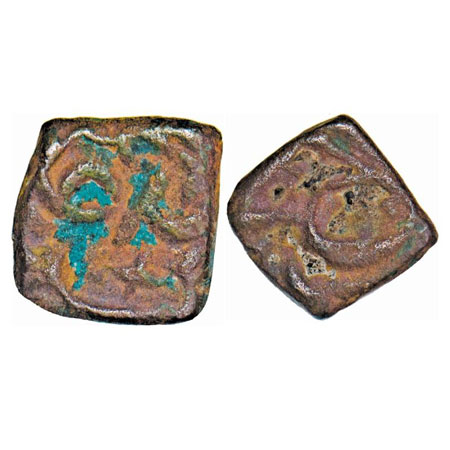 Akbar, Copper ½ Malwa Standard Falus, 3.28g, Sikar Mint, Ilahi RY 42, Rare Denomination. A