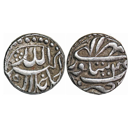 Akbar, Silver Rupee, 11.36g, Sitpur Mint, Ilahi type, Month 'Mihir', Ilahi 49, with orname