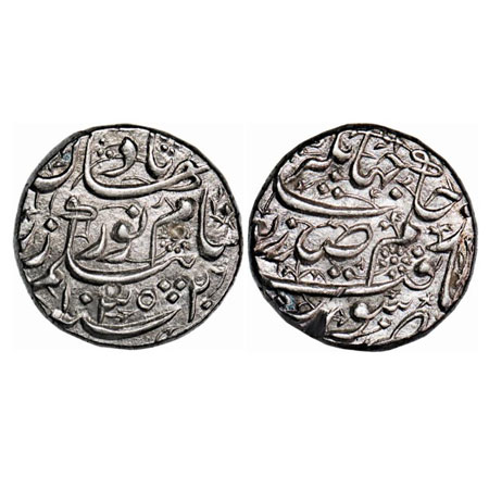 Jahangir with Noor Jahan Begum, Silver Rupee, 11.42g, Surat Mint, AH 1035/20 RY, Poetic Co