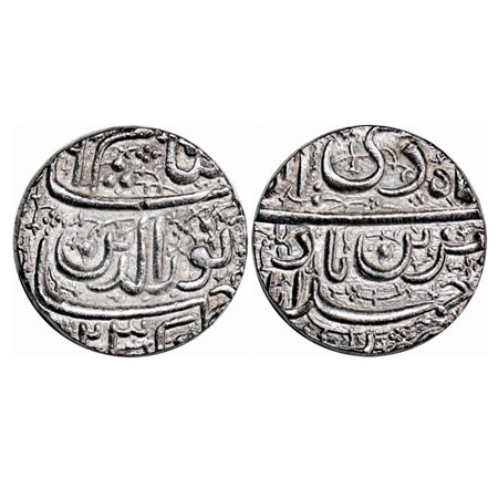 Jahangir, Silver Rupee, 11.44g, Ahmadabad Mint, 'Muzaiyan' couplet, AH (10)23, Ilahi month