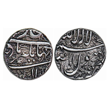 Jahangir, Silver Rupee, 11.38g, (Ahmadnagar) Mint by style, beautiful ornamentation. KM 14