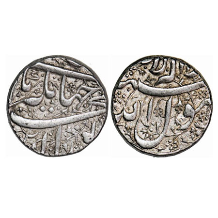 Jahangir, Silver Rupee, 11.44g, (Ahmadnagar) Mint by style, beautiful ornamentation. KM 14