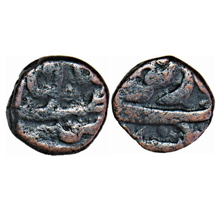 Shah Jahan, Copper 1/8 Dam, 2.34g, Narnol Mint. KM 200.4 type. About Very Fine, Very Rare.