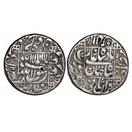Shah Jahan I, Silver Rupee, 11.35g, Surat Mint, AH 1045/8 RY, name of four caliphs and kal