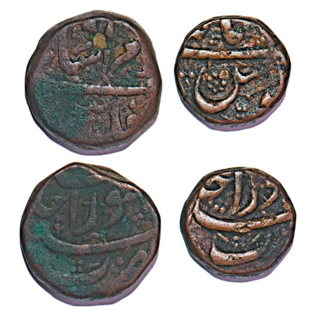 Murad Bakhsh, Copper Dam & ½ Dam (2 Coins), 20.69 & 10.25g, Surat Mint, RY Ahd (1), Murad 