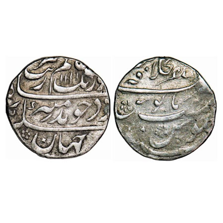 Aurangzeb, Silver Rupee, 11.18g, Mustaqir ul Khilafat (Akbarabad) Mint on top differently 
