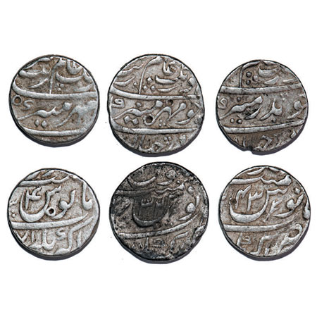 Aurangzeb, Silver Rupee (3 Coins), Akbarnagar Mint, 4, 32, 43 RY, badr e Munir & mahr e Mu