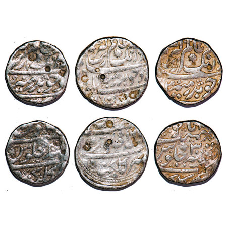 Aurangzeb, Silver Rupee (3 Coins), Golkunda Mint, AH 1076/16 RY(mismatch Year and RY), 30 