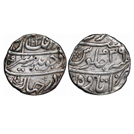Aurangzeb, Silver Rupee, 11.24g, Itawa Mint, AH 1103/36 RY, large flan with complete die i