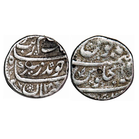 Aurangzeb, Silver Rupee, 11.50g, Khambayat Mint, AH 1086/15 RY (unclear), leaf petal seen 