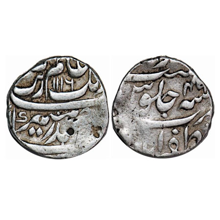 Aurangzeb, Silver Rupee, 11.41g, Zafarabad Mint, AH 1116/49 RY. KM 300.93. About Very Fine