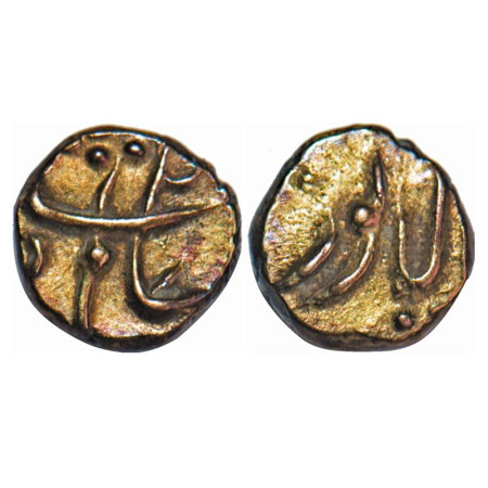 Shah Alam Bahadur (1707-1712 AD), Gold Fanam, 0.36g, Balapur Mint, ND, Obv: Farsi legend S