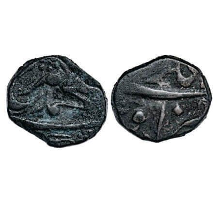 Farrukhsiyar, Copper ½ Paisa, 6.43g, Ausa Mint, almost mint name on rev. KM Unlisted. Very