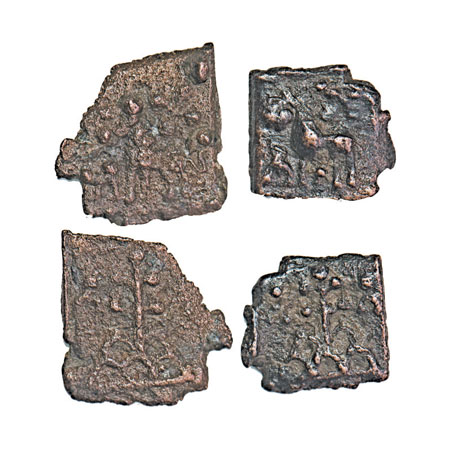 Post Mauryan, Kaushambi Region, Uninscribed type, Cast Copper, (2 coins) 1.85, 2.12g, Obv: