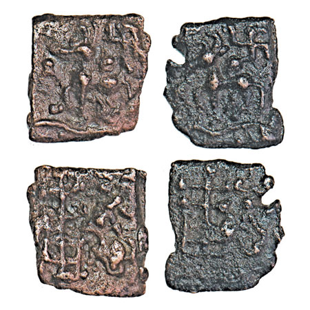 Post Mauryan, Kaushambi Region, Uninscribed type, Cast Copper, (2 coins), 1.16, 1.56g, Obv