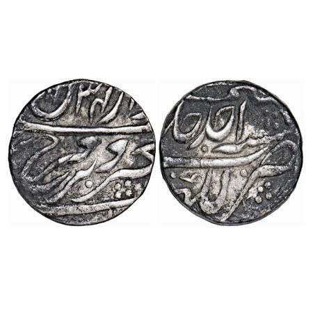 Farrukhsiyar, Silver Rupee, 11.42g, Lakhnau Mint, AH 1134/Ahd (1) RY. KM 377.44. About Ver