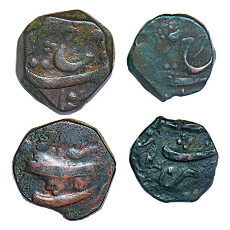 Farrukhsiyar, Copper Paisa & ½ Paisa (2 Coins), 13.28 & 6.72g, Parenda Mint, Flower mint m