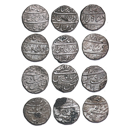 Muhammad Shah, Silver Rupee (6 Coins), Dar ul Khair Ajmer Mint, AH 11xx/Ahd(1), 114x/4, 11