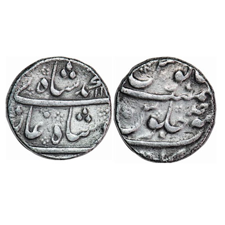Muhammad Shah, Silver Rupee, 11.36g, Arkat, AH 11(32)/Ahd (1) RY. KM 436.7. Very Fine, Sca