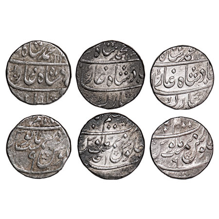 Muhammad Shah, Silver Rupee (3 Coins), Azimabad Mint, AH 1131/Ahd (1), 113x/6, 1140/9 RY. 