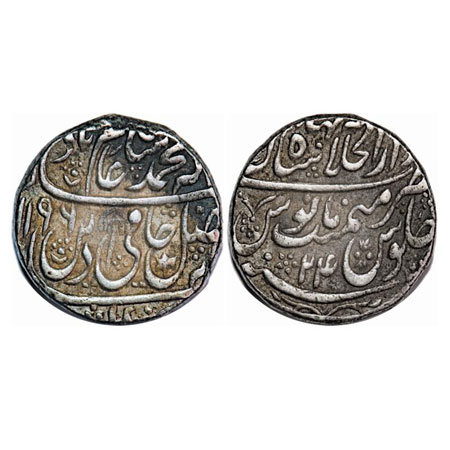Shah Alam II, Silver Rupee, 11.05g, Dar us Khilafat Shahjahanabad Mint, AH 1196 /24 RY, Um