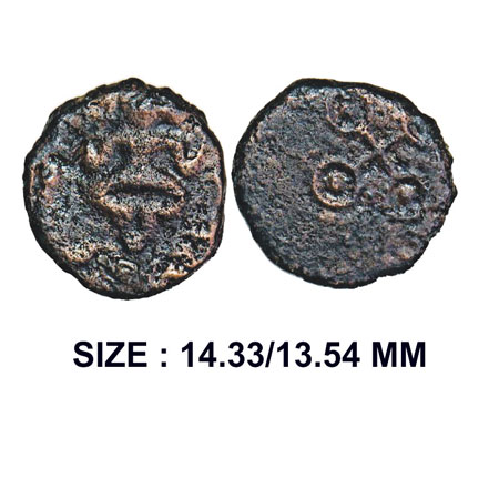 Post Mauryan, Ujjaini Region, Uninscribed Deity Holding Snake (Mansadevi) type, Copper Uni