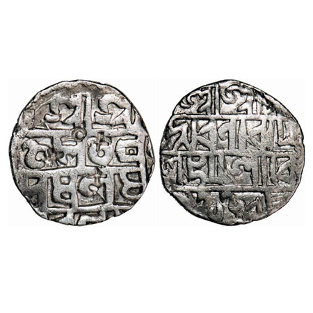 Cooch Behar, Silver ½ Tanka, 4.73g, Bira Narayana (1627-1633 AD). Obv: Sri Sri / Krishna C