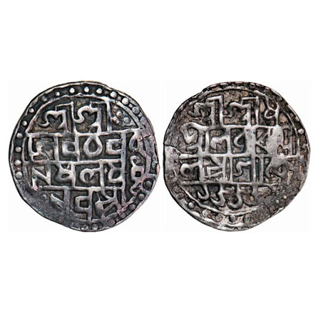 Cooch Behar, Silver Tanka, 9.33gg, Prana Narayana (1633-1665 AD). Obv: Sri Sri / Siva Char