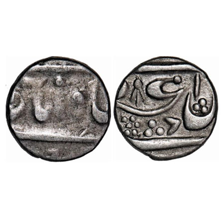Maratha Confederacy, Silver ½ Rupee, 5.58g, Azamnagar Mint (Belgaum- Shahpur), RY 7 (Crude