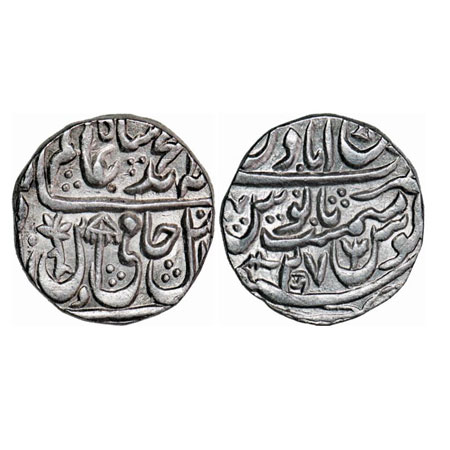 Maratha Confederacy, Silver Rupee, 11.09, Muminabad (Brindavan) Mint, INO Shah Alam II, RY