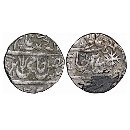Maratha Confederacy, Silver Rupee, 10.92g, Kunch Hijri Mint, 27 RY, INO Shah Alam II, trid