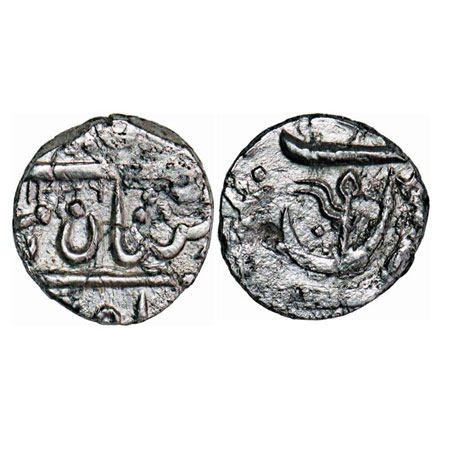 Maratha Confederacy, Silver ½ Rupee, 5.30g, (Nasik) (Gulshanabad) Mint, INO Shah Alam II, 