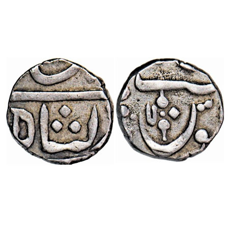 Maratha Confederacy, Silver 1/4 Rupee, 2.81g, Pune (Muhiyabad) Mint, INO Shah Ali Gauhar. 