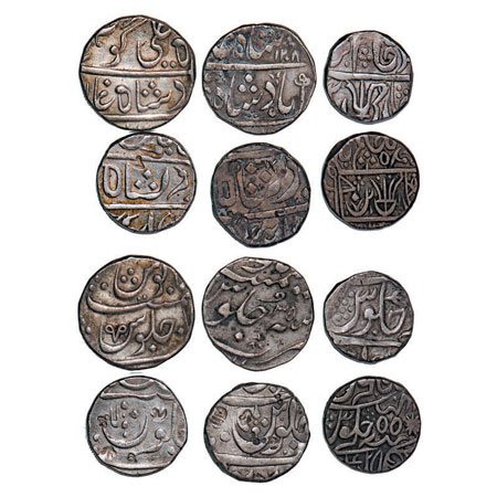 Maratha Confederacy, Silver Rupees (6 Coins), 1) INO Shah Ali Gohur Pune Mint, ankush mark