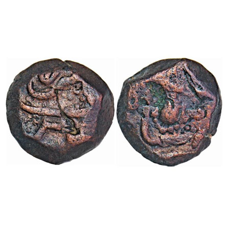Nagpur Bhonslas, Copper Heavy Paisa, 19.10gm, with the mask (mukhota) of goddess on obvers
