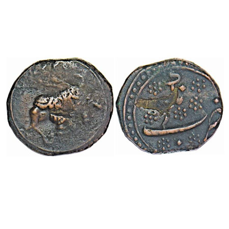 Mysore, Tipu Sultan, Copper Paisa, 11.39g, Nagar Mint, AM121(6) retro above elephant towar