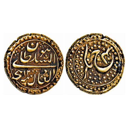 Mysore, Gold Pagoda/Sultani, 3.44g, Tipu Sultan, Nagar Mint, AH 1200/4 RY. Obv: legends an