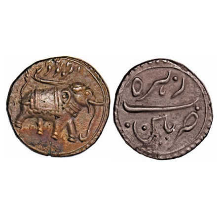 Mysore, Tipu Sultan, Copper Paisa/Zohra, 11.00g, Patan Mint, AM 1222 retro date, Maludi da