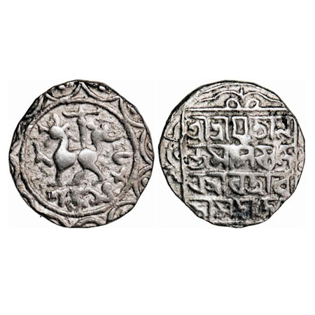 Tripura, Silver Tanka. 11.53g, Ananta Manikya with Queen Ratnavati Mahadevi (SE 1486-1489 