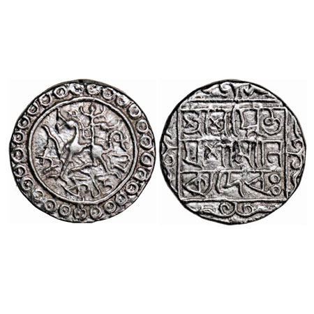 Tripura, Silver Tanka, 9.96g, Yaso Manikya (SE 1521-1522 / 1599-1600 AD), First Reign, Obv