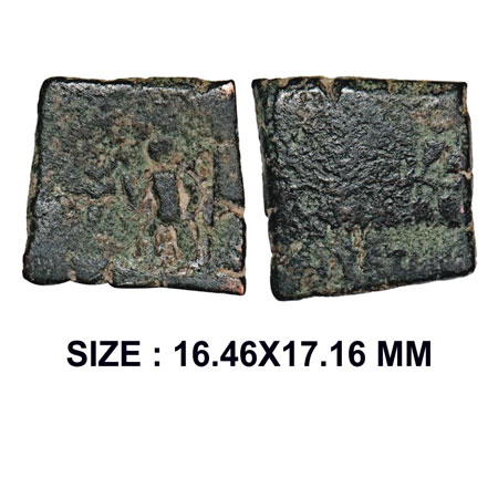 City State Issue, Narmada Valley, Inscribed Copper Karshapana 4.47g, Obv: Standing human w