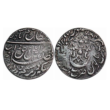 Awadh, Silver Rupee, 11.12g, Wajid Ali Shah (as king AH 1263-1272 / 1847-1856 AD), Bait us