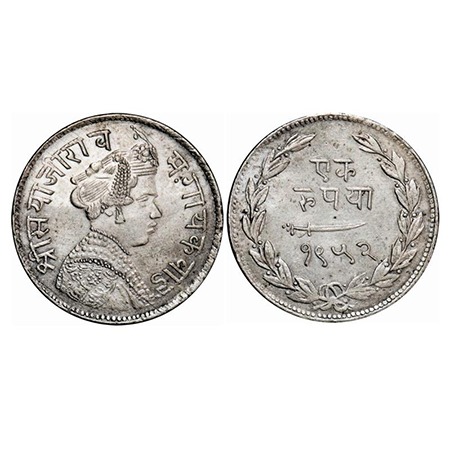 Baroda, Silver Rupee, 11.37g, Sayaji Rao III (AH 1292-1357 / 1875-1938 AD), VS 1952, Mille