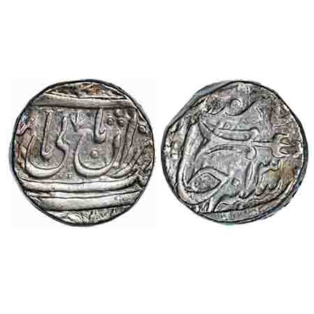 Bhopal, Silver Rupee, 10.87g, INO Muhammad Akbar II sahib Qiran type couplet, 13 RY, (Bhop