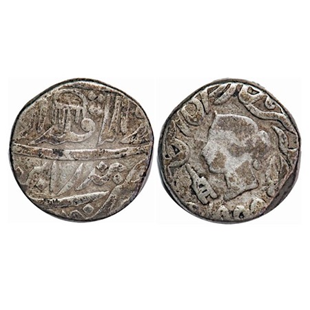 Bindraban, Silver Rupee, 10.55g, Local Coinage, INO Queen Victoria, 1859 AD, Obv: Portrait