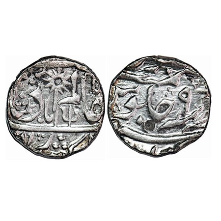 Chhatarpur, Silver Rupee, 11.14g, (Chhatarpur Mint), INO Shah Alam II, 9 RY, Chakra & trid