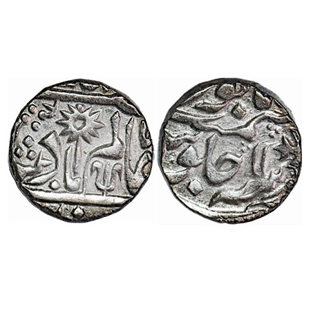 Chhatarpur, Silver Rupee, 11.23g, (Chhatarpur Mint), INO Shah Alam II, 11 RY, Chakra & tri